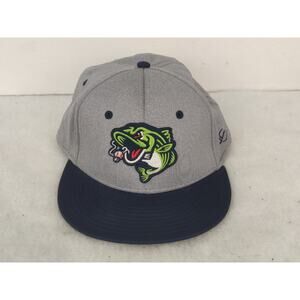 Gwinnett Stripers Unisex L/XL OCSports MiLB Flex Fitted Baseball Hat Gray Blue